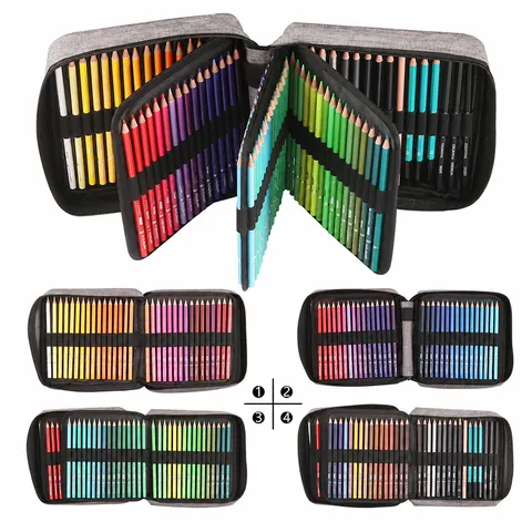 Set di Matite Colorate a Base Olio Professionali Matite da Disegno Artistico con Custodia di Conservazione Portatile con Chiusura Lampo