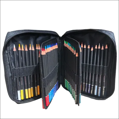 Set Professionale di Matite Colorate Assortite Matite da Disegno Artistico a Base Olio Con Custodia con Chiusura Lampo in Tela Nera
