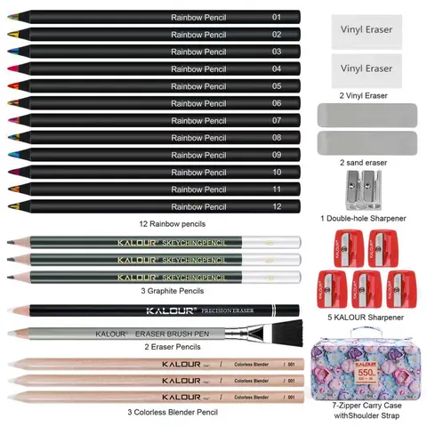 Professional Colored Pencils Set Art Drawing Pencils With Canvas Pencil Case Sketching And Coloring Supplies