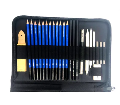 Set di Matite da Disegno Professionali Forniture d'Arte Matite in Legno di Grafite con Borsa di Tela