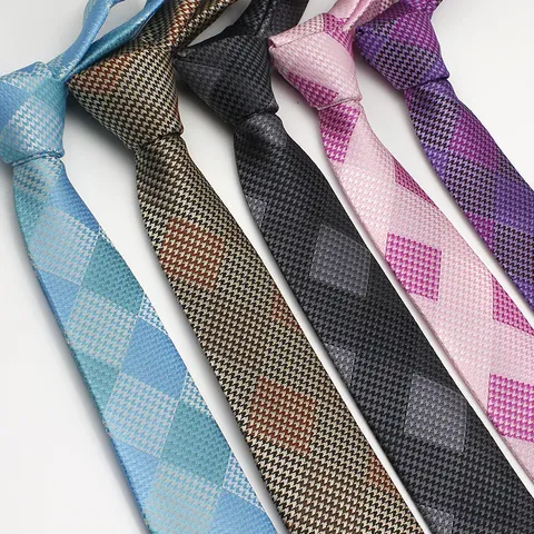Herren Business Formale Krawatte Klassischer Geometrischer Karo Jacquard Schmale Krawatte Professioneller Arbeitsplatz Büro Anzug Zubehör