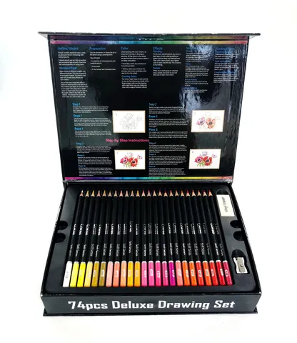 Juego Profesional de Lápices de Colores de Madera Kit de Dibujo Artístico Lápices de Núcleo Suave Con Estuche de Almacenamiento Para Estudiantes