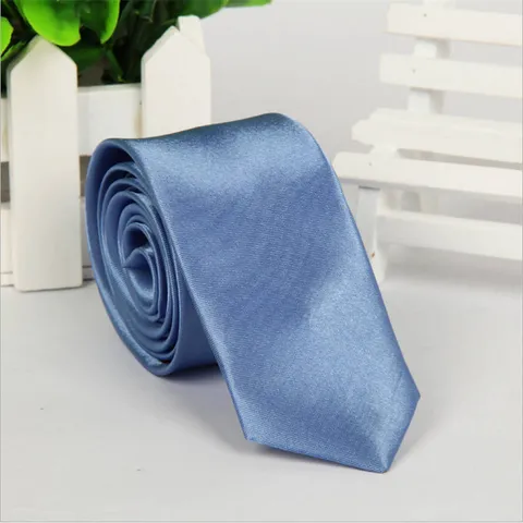 Unisex Solid Color Narrow Necktie Polyester Satin Business Formal Suit Neck Tie Casual Career Work Neckwear