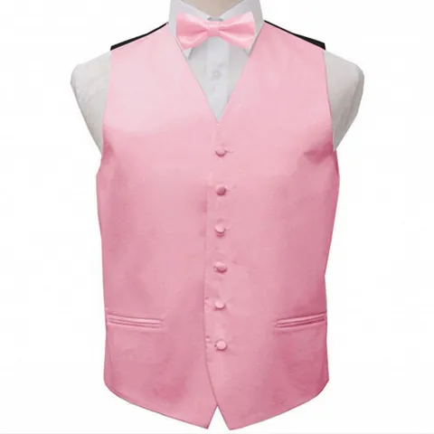 Herren Slim Fit Polyester Anzugweste Und Fliege Set V-Ausschnitt Einreihige Weste Für Hochzeit Party Bankett Gentleman Outfit