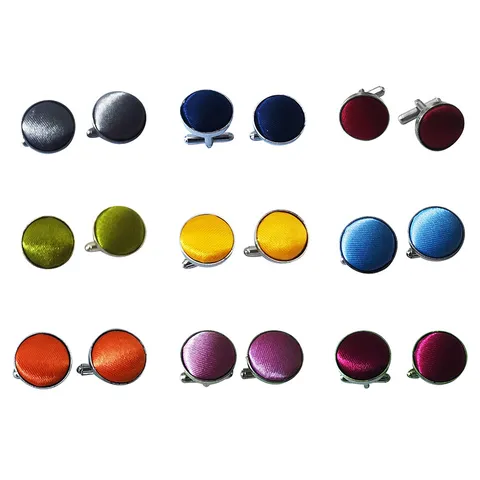 Herren Satin Runde Manschettenknöpfe Metall Eisen Business Casual Anzug Hemd Manschettenknöpfe Mode Accessoires