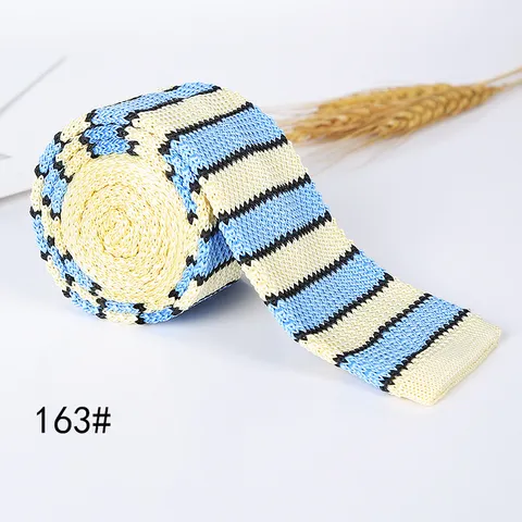 Herren Vintage Gestreifte Gestrickte Krawatte Lässig Flaches Ende Polyesterseide Halskrawatte Business Hochzeit Party Halsschmuck