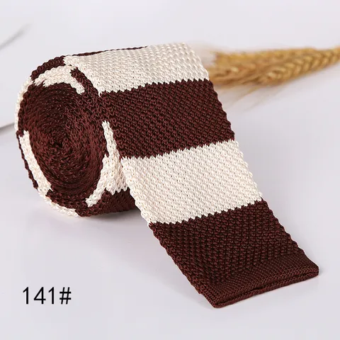 Herren Casual Gestrickte Gestreifte Krawatte Flachkopf Polyesterseide Geschäft Hochzeit Mode Täglich Halstuch Zubehör