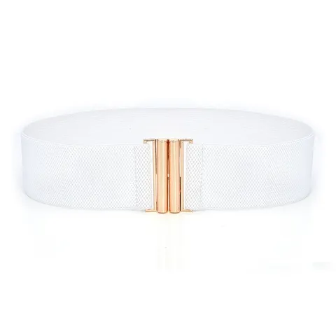 Ceinture Tissée Élastique pour Femmes Style Ethnique Rétro Ceinture de Robe Boucle Métallique Ronde Ceinture de Pantalon Décorative Accessoires de Mode