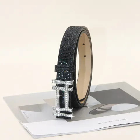 Dames Strass PU Leren Riem Mode Pailletten Designer Stijl Tailleband Glinsterende Kristallen Gesp Jurk Jeans Riem