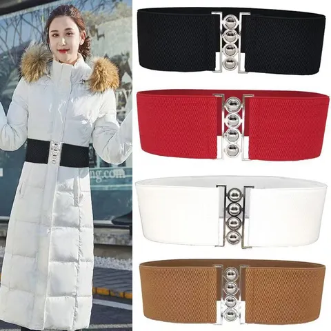 Damen Breiter Elastischer Taillengürtel Vintage Stretch Gürtel Kleid Dekorative Bund Metallschnalle Mode Accessoires