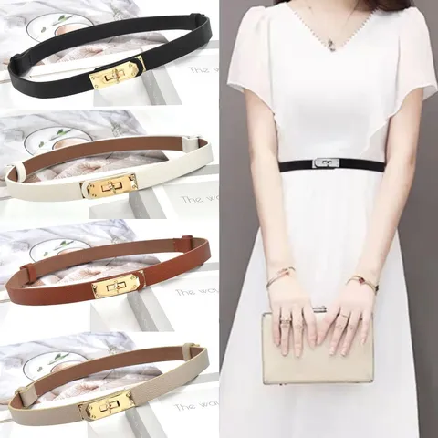 Dames Slanke PU Leren Riem Met Metalen Sluitgesp Mode Veelzijdige Tailleband Voor Jurk Pak Mantel
