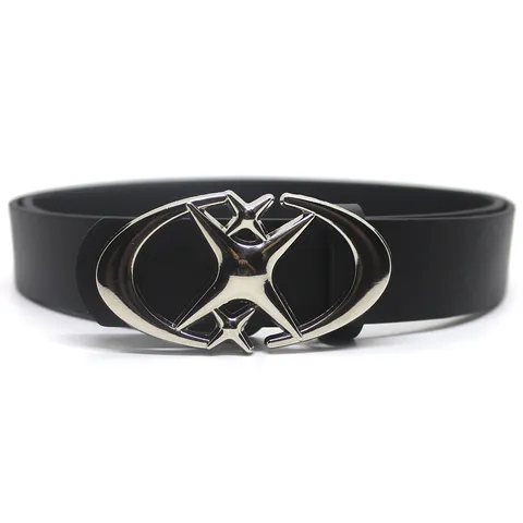 Women Fashion PU Leather Belt Vintage Cross Star Crescent Moon Metal Buckle Casual Jeans Waist Belt