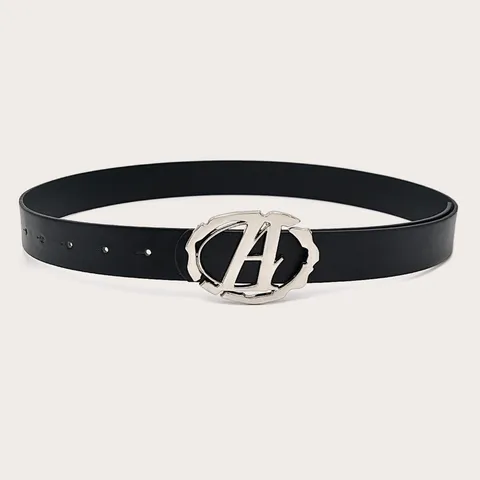 Women Fashion PU Leather Belt Vintage Y2K Style Oval Letter Metal Buckle Casual Waist Belt For Jeans Skirt Accessories
