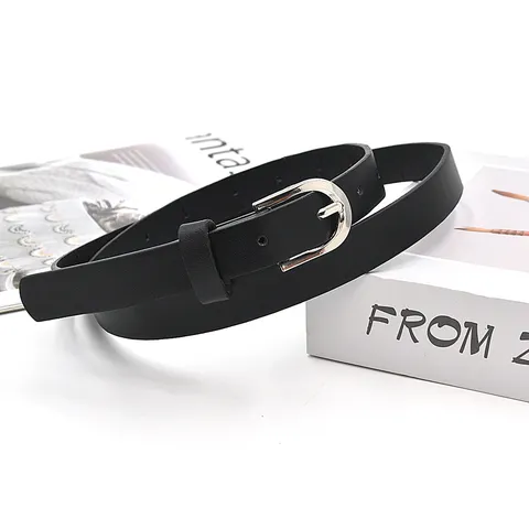 Women's Fashion Minimalist PU Leather Belt Thin Waist Belt With Alloy Pin Buckle Casual Dress Jeans Waistband