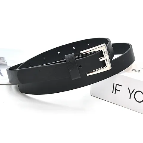 Minimalist Women PU Leather Belt Fashion Slim Dress Waistband With Alloy Pin Buckle Daily Versatile Accessories