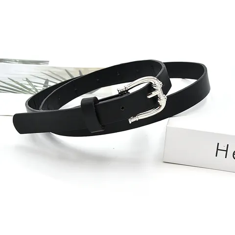 Women Casual Minimalist PU Leather Belt Thin Dress Jeans Belt With Metal Pin Buckle Fashion Waistband Accessories