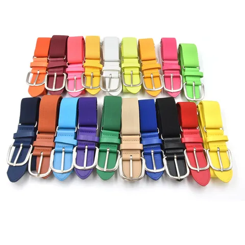 Elastic Baseball Belt Stretch Softball Belt Casual PU Faux Leather Alloy Pin Buckle Belt For Youth Daily Sports