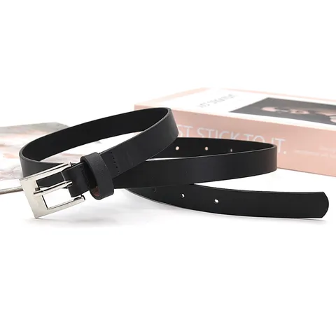 Women's PU Leather Belt Minimalist Pin Buckle Thin Waistband Casual Jeans Dress Belt Fashion Accessories