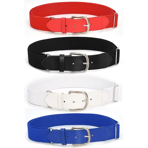 Unisex Outdoor Sports Elastic Webbing Belt Adjustable Casual Baseball Belt With Alloy Pin Buckle Faux Leather Ends