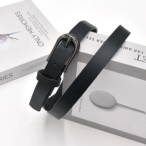 Women Minimalist Thin PU Leather Belt Versatile Casual Dress Waistband With Alloy Pin Buckle Daily Fashion Waist Belt