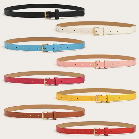 Minimalist PU Leather Thin Belt For Women Fashion Versatile Dress Waistband Pin Buckle Waist Belt Female Clothing Accessories