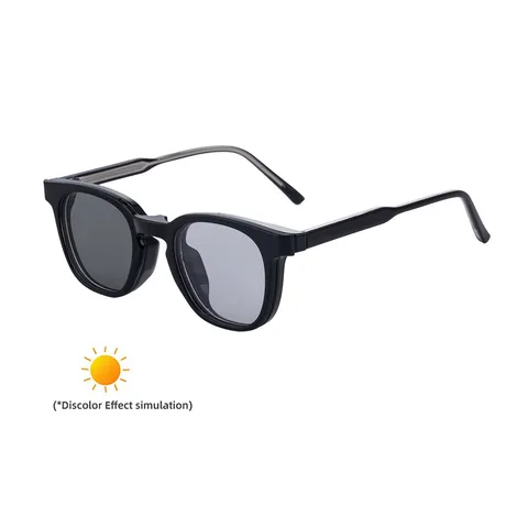 European Square Frame Photochromic Sunglasses For Men Trendy PC UV400 Outdoor Discoloration Sunshades Vintage Fashion Square Tinted Lens Eyewear