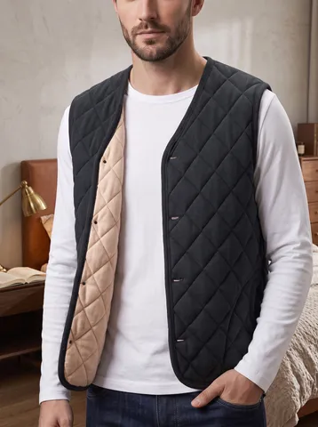 Herren Winter Gesteppte Weste Gepolsterte Weste Ärmellose Jacke Warme Gilet Für Männer Casual Outdoor Bodywarmer Einfarbige Top