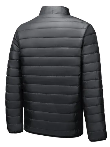Herren Leichte Steppjacke Stehkragen Gesteppt Warm Winter Oberbekleidung Lässig Einfarbig Polyester Reißverschluss Mantel