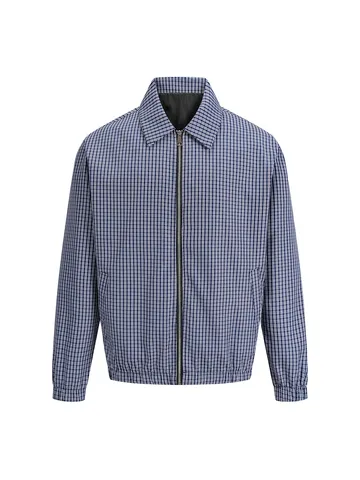 Herren Karo Jacke Casual Karierter Mantel Reißverschluss Oberbekleidung Langarm Bedruckt Top Windjacke Für Herren Umlegekragen
