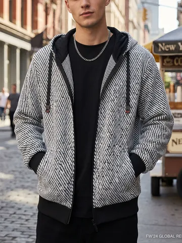 Herren Casual Kapuzenjacke Winter Herbst Strukturierte Reißverschluss Oberbekleidung Langarm Streetwear Sweatshirt Hoodie Mantel Für Herren
