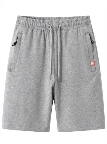 Herren Sport Shorts Europäische Größe Polyester Lässig Sommer Kordelzug Gerades Bein Sweatshorts Mit Reißverschlusstaschen Laufhose