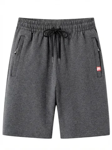Herren Sport Shorts Europäische Größe Polyester Lässig Sommer Kordelzug Gerades Bein Sweatshorts Mit Reißverschlusstaschen Laufhose