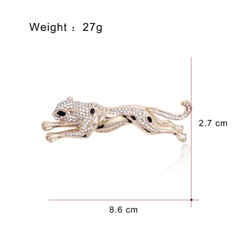 Broche Léopard de Luxe en Alliage avec Strass Travail de Qualité Forme Animale pour Femmes Hommes Accessoire de Costume Bijoux de Haute Qualité Cadeau