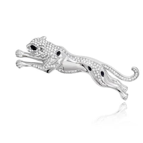Broche Léopard de Luxe en Alliage avec Strass Travail de Qualité Forme Animale pour Femmes Hommes Accessoire de Costume Bijoux de Haute Qualité Cadeau