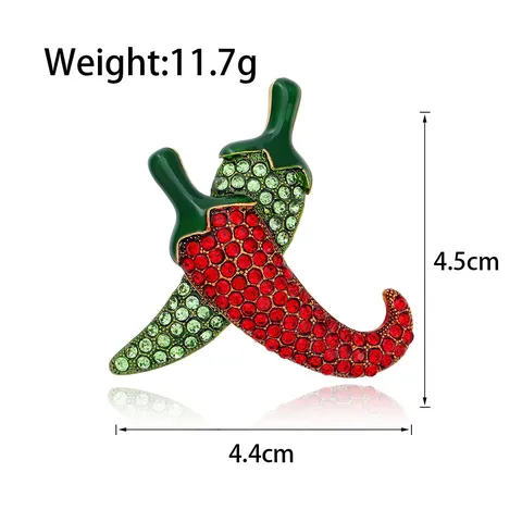 Rhinestone Chili Brooch Alloy Red Green Crystal Lapel Pin Suit Coat Clothing Accessories Fashion Jewelry Gift