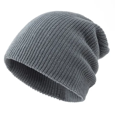 Unisex Winter Warm Knitted Beanie Hat Soft Slouchy Skull Cap Solid Color Acrylic Casual Daily Wear Head Wrap Cap