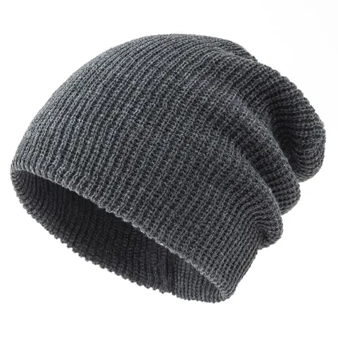 Unisex Winter Warm Knitted Beanie Hat Soft Slouchy Skull Cap Solid Color Acrylic Casual Daily Wear Head Wrap Cap