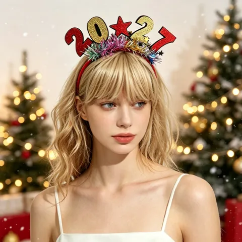 Cerchietto Natalizio 2027 Capodanno Numeri Glitterati Fascia per Capelli Decorazione Festa Festiva Accessori per Capelli per Donna Uomo Bambini