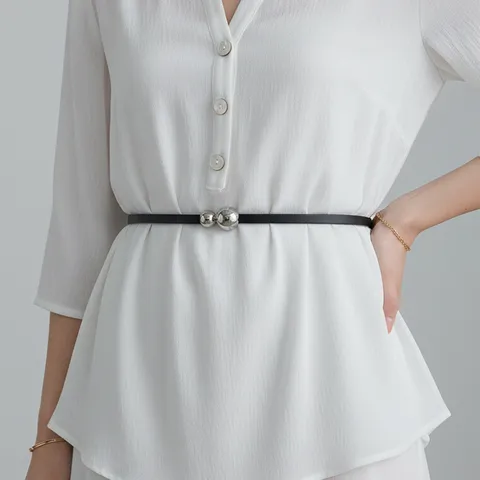 Damen Echtes Leder Gürtel Minimalistisch Lässig Rindsleder Taillengürtel Dünne Metallschnalle Mode Tägliche Pendel-Accessoires