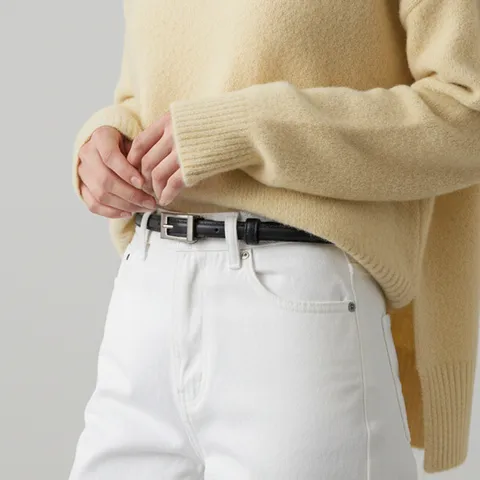 Women's Genuine Leather Belt Simple Casual Business Thin Pants Belt With Elegant Metal Pin Buckle Versatile Daily Accessories
