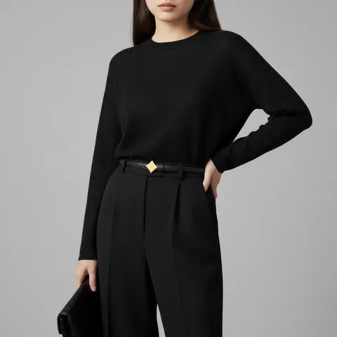 Women Genuine Leather Belt Retro Gold Geometric Smooth Buckle Casual Jeans Trousers Waist Belt Minimalist Fashion