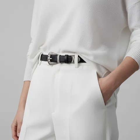 Women Genuine Leather Belt Retro Vintage Alloy Metal Buckle Casual Commute Y2K Fashion Waist Belt Decorative Waistband