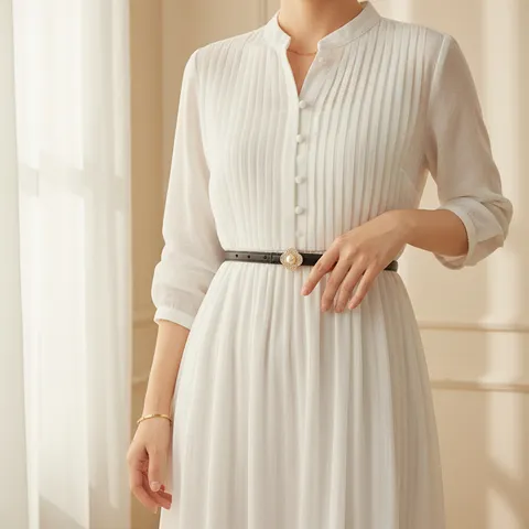 Women Genuine Leather Belt Versatile Minimalist Thin Waistband With Artificial Pearl Rhinestone Clover Buckle