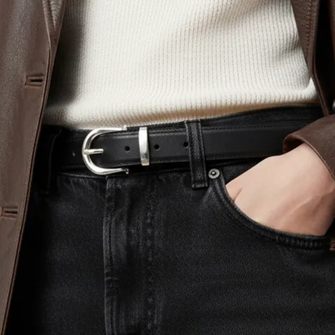Minimalist Genuine Cowhide Leather Belt For Women Retro Casual Metal Pin Buckle Waist Belt Versatile Daily Waistband