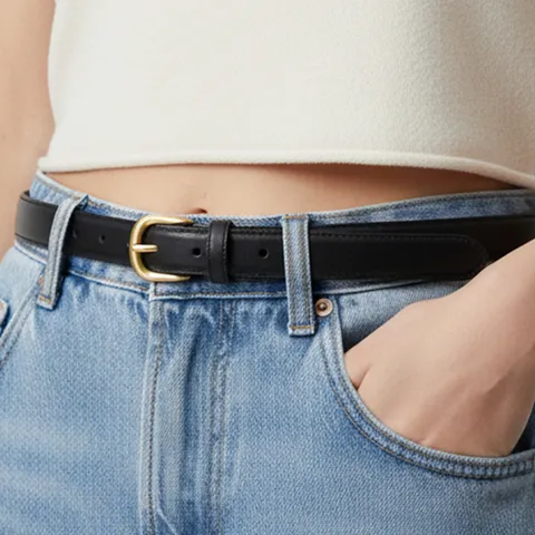 Women Genuine Leather Belt Minimalist Casual Dress Belt With Alloy Pin Buckle For Jeans Pants Fashion Waistband