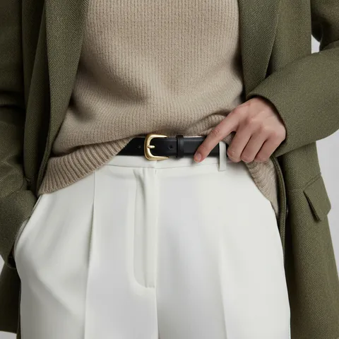 Women's Vintage Casual Genuine Leather Belt With Oval Gold Metal Buckle Dress Coat Suit Waist Belt Fashion Accessories
