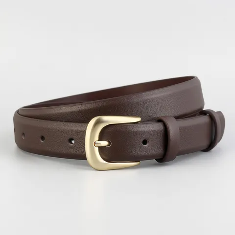 Women's Casual Genuine Cowhide Leather Belt Vintage Retro Metal Pin Buckle Elegant Minimalist Dress Pants Waist Accessory