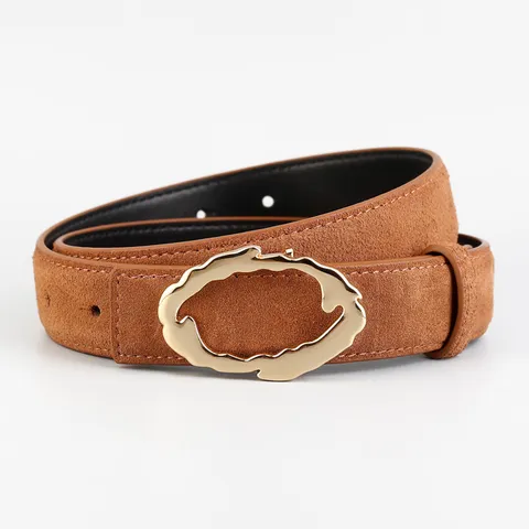 Women Wide Split Cowhide Leather Belt Casual Waistband With Irregular Gold Metal Snap Buckle For Jeans Pants