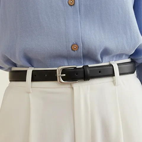 Women's Genuine Leather Belt Minimalist Business Casual Dress Belt With Alloy Pin Buckle For Daily Commuting Fashion