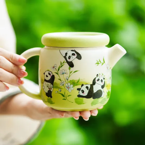 Panda Ceramic Teapot Rock Mineral White Porcelain Kung Fu Tea Pot Portable High Beauty Tea Kettle For Home Office Gift